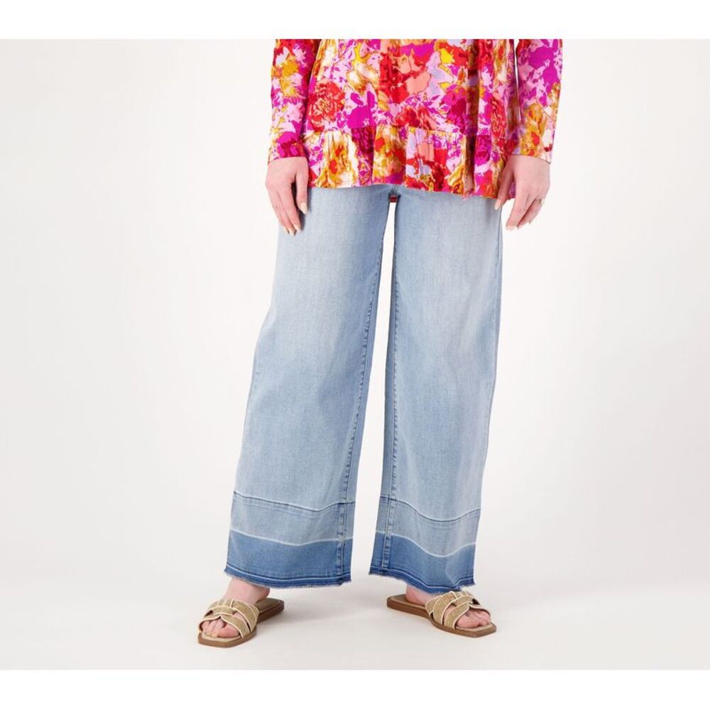Revers-A-Brella Women's Plus Sz Pants 30 Wide Leg Ankle Jeans Blue A605504